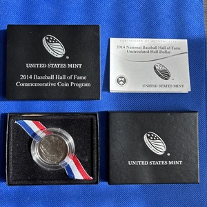 2014 National Baseball Hall of Fame BU HALF DOLLAR US Mint Clad UNC Coin Box COA - Picture 1 of 6