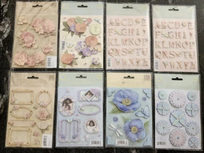 K & Co Lot of 8 Scrapbook Stickers Flowers Frames Brenda Walton Romanza Letters - Image 1 of 4