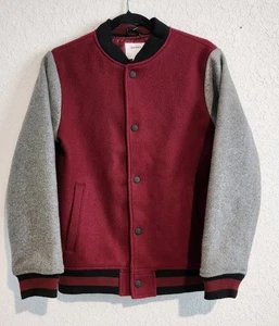 Old Navy Boys Varsity Jacket XL (14–16) Red Gray Wool Blend Snap Button... - Picture 1 of 5