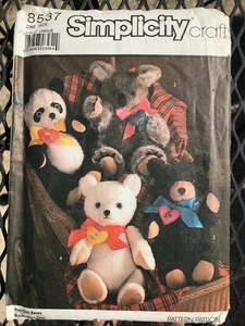 Four Chic Bears vintage 1988 Simplicity #8537 Memory Bear Uncut Complete Rare  - Picture 1 of 9