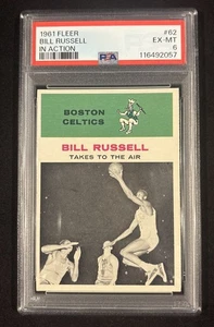 Fleer Bill Russell 1961-62 PSA 6 Boston Celtics Salón de la fama #62 en acción - Imagen 1 de 4