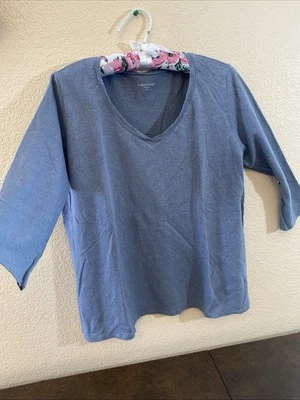NUEVO SIN ETIQUETAS EILEEN FISHER 100% Lino Tejido Cuello en V Pullover Top en Azul Talla M Foto 1 de 4