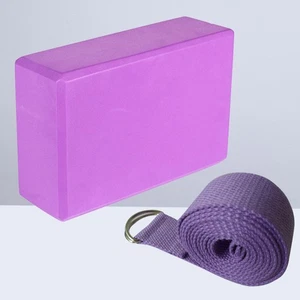 Yoga Blocks and Yoga Strap Set EVA Comfortable Firm Blocks with - Picture 1 of 11