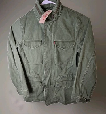 Levi's Medium Military Field Jacket Hidden Hood Green Parka Chore Jacket NWT - Image 1 of 4