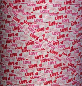 5 Yards 3/8" VALENTINE LOVE PRINT GROSGRAIN RIBBON - Picture 1 of 1