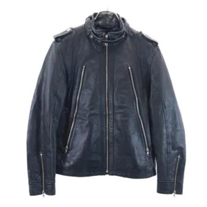 ON BOARD Sheep leather leather jacket M black High neck Men's - Picture 1 of 9