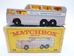 VINTAGE MATCHBOX LESNEY No.66c GREYHOUND BUS IN ORIGINAL BOX 1966