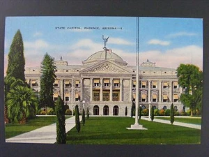 Phoenix Arizona AZ State Capitol Gebäude Vintage Leinen Farbe Postkarte 1930er-40er - Bild 1 von 2