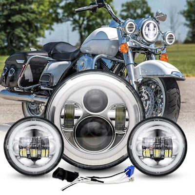 7" LED Headlight + 4.5" Fog Passing Lights for Harley-Davidson Touring Road King Foto 1 de 4