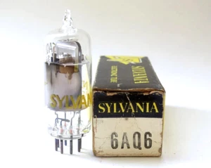 Tube 6AQ6 SYLVANIA NOS NIB Label vert ou jaune /neuf 1 pièce en boîte originale - Picture 1 of 1