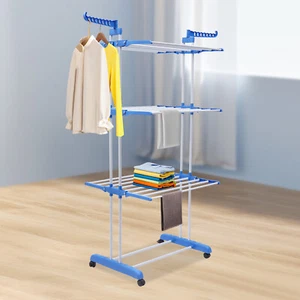Folding Drying Rack with Retractable Trays and Rolling Wheels for Easy Use - Picture 1 of 24