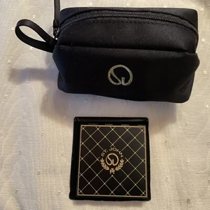 St John Cosmetic Makeup Bag Gold Stitched Logo Zipper Closure and 1 Mirror New - Picture 1 of 9