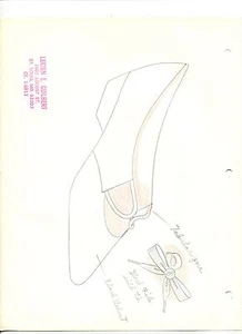 ZAPATO ORIGINAL Dibujado a Mano Años 60 Diseñador de Moda LUCIEN GUILBERT con Arco 3A - Imagen 1 de 1