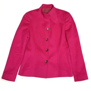 Zanella Platinum Blazer Fuchsia $500+ Sz 4 Jacket Angora Wool Pink Tailored Fit - Picture 1 of 7