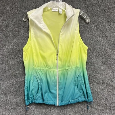 Zenergy by Chico's 背心尺寸 1 拉链渐变蓝色绿色黄色 — 第 1/4 张图片