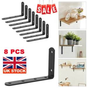 8X Heavy Duty Cast Iron Wall Mounted L Shaped Angle Shelf metal Bracket Supports - Picture 1 of 10