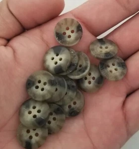 14 pcs Shell Plastic 4 Hole Buttons 1/2" 15mm Tan Natural Shirt - Picture 1 of 7