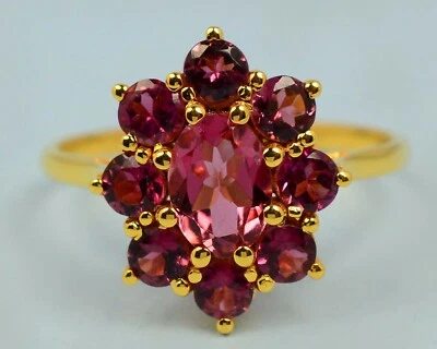 1.70 CT Natural Pink Tourmaline Gemstone 14K Solid Yellow Gold Anniversary Ring  - Image 1 of 4