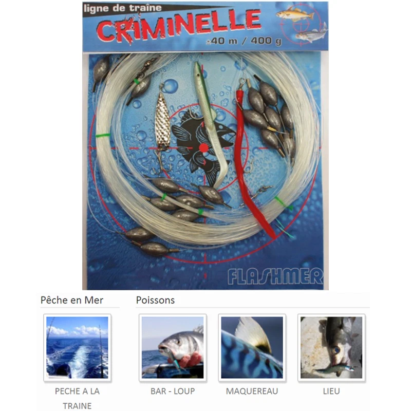 LIGNE DE TRAINE "CRIMINELLE" / "CRIMINAL" TRAIN LINE - 400G/800G - FLASHMER New - Immagine 1 di 1