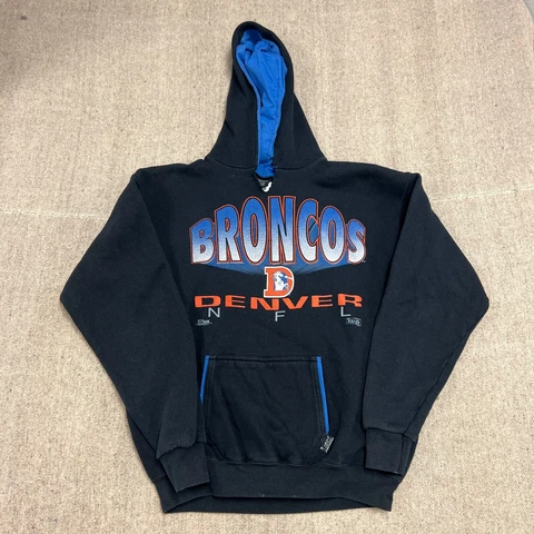 Vintage Denver Broncos Hoodie Mens XL Black 1990s NFL Football Cover