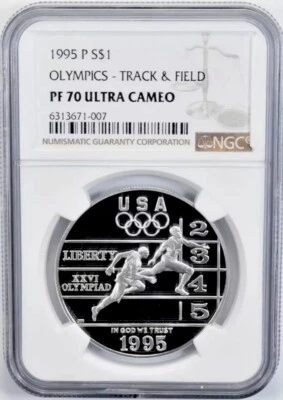 1995 OLYMPICS TRACK & FIELD Silver $1 NGC PF70💥FLAWLESS QUALITY💥 - Image 1 of 4