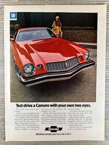 Chevrolet Camaro Z28 Sports Muscle Car Coupe 1973 Vintage Print Ad - Picture 1 of 1