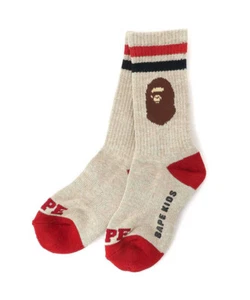 A Bathing Ape Kids Rib Socks 2025 Model Jacquard APE HEAD Motif Fast Ship Japan - Picture 1 of 7