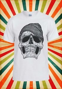Skull With Beanie Hat Style Vintage Men Women Vest Tank Top Unisex T Shirt 316