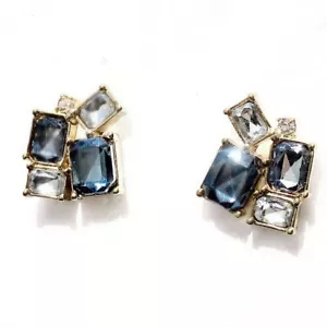 Aretes cuadrados de cristal Banana Republic para mujer nuevos con etiquetas 38 AZUL - Imagen 1 de 3