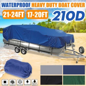 Heavy Duty Pontoon Boat Cover Waterproof Fit 17ft to 24ft Long & Beam up to 102" - Picture 1 of 18