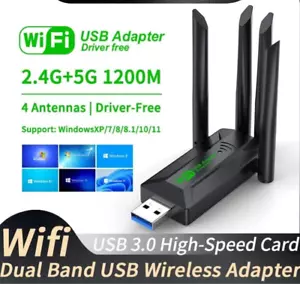 Antena WiFi 1200Mbps, Banda Dual, 2.4G y 5GHz, USB 3.0, cuádruple - Foto 1 di 7