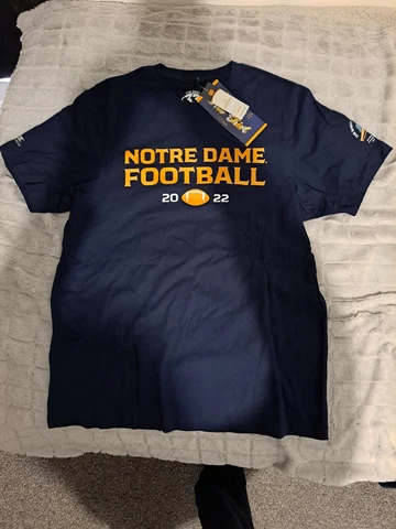 Notre Dame Fighting Irish Football Shirt 2022 Blue Size Large New Still Has Tags Cover