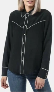 Camisa de seda para mujer Levi's Alexandra camisa occidental en negro azabache, tallas, XS. - Imagen 1 de 11