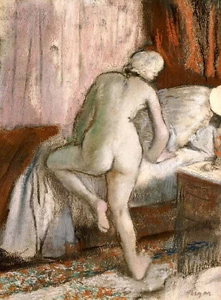 Edgar Degas "Bedtime" french impressionist Brown Artwork PAPER or CANVAS Print - Picture 1 of 4