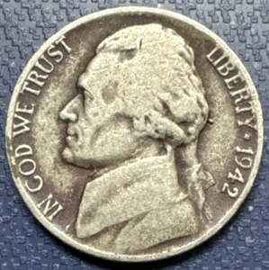 1942 D Jefferson níquel - circulado - relleno de libros - KM192 - baja acuñación 13,9 M - Imagen 1 de 2