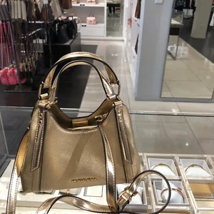 Michael Kors Small Fashion Crossbody Handbag Bag Purse Shoulder Satchel Gold MK - Picture 1 of 9