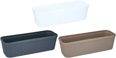 49cm Troughs Set of 3 Plastic Planters Window Box Balcony Plant Pot Flower Pots - Image 1 of 4
