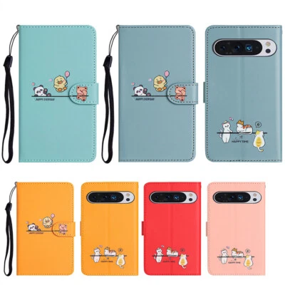 For Google Pixel 9 Pro 7 8 8A 7A Cartoon Pattern Wallet Case Phone Case Cover - Image 1 of 4
