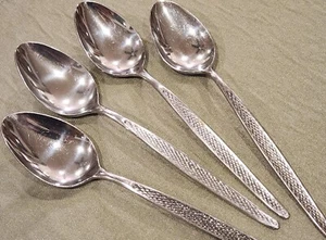 AMC Stainless Silverware CASCADE Pattern Set of 4 Teaspoons Made Japan 6.5 Long - Picture 1 of 12