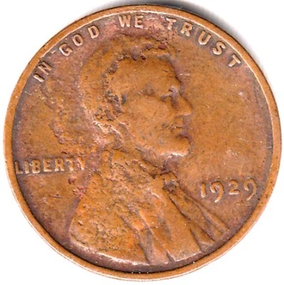 USA / 1 CENT 1929 WHEAT EARS, LAMINATION ON BOTH SIDES, LETTER INSIDE C OF CENT - Image 1 of 3