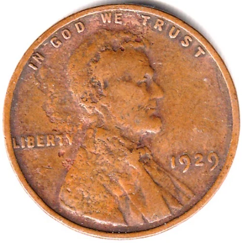 USA / 1 CENT 1929 WHEAT EARS, LAMINATION ON BOTH SIDES, LETTER INSIDE C OF CENT Cover