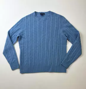 Lands End Sz M Womens 100% Cashmere Sweater Pullover Blue Cable Knit Cozy Soft - Picture 1 of 5