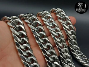 XXL Panzerkette 19 & 22 mm Halskette Edelstahl Silber MASSIV NEU - Bild 1 von 9