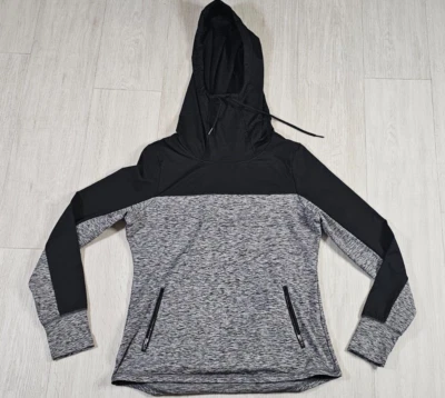 Chaqueta para mujer 4 Her By Carl Banks pulóver mediana con capucha negra bolsillos gris Foto 1 de 4