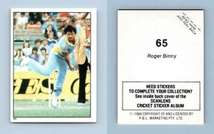 Roger Binny #65 - Scanlens Cricket 1984 Sticker - Picture 1 of 1