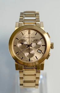 Burberry The City Gold BU9753 - Unisex Designer Watch Gold Dial Chronograph. - Picture 1 of 3