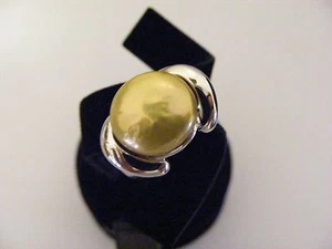 Ring Honora 13,5 mm Süßwasserzucht Münze Perle Sterlingsilber Größe 5 - Bild 1 von 5