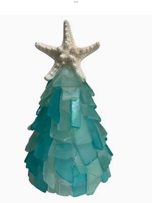 SEAGLASS CHRISTMAS TREE REAL STARFISH WITH LIGHTS - Image 1 of 4