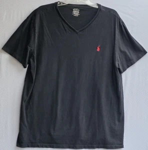 Polo Ralph Lauren Shirt Herren Extra Large Schwarz V-Ausschnitt Rot Pony Logo T-Shirt - Bild 1 von 6