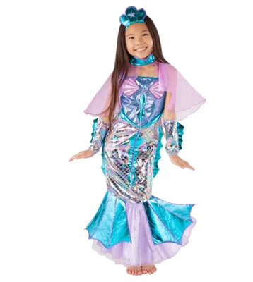 Sparkly Mermaid Child Costume Girl's Size 5-6 Metallic Blue, Purple and Teal - Image 1 of 4